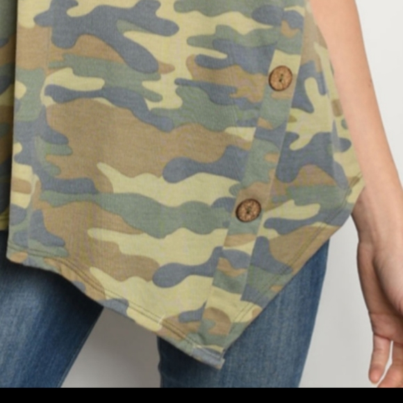 🔥 asymmetrical camouflage tank top button detail - Picture 3 of 7